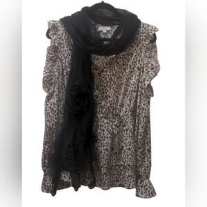 Delicate Black Semi-Sheer Flower Scarf